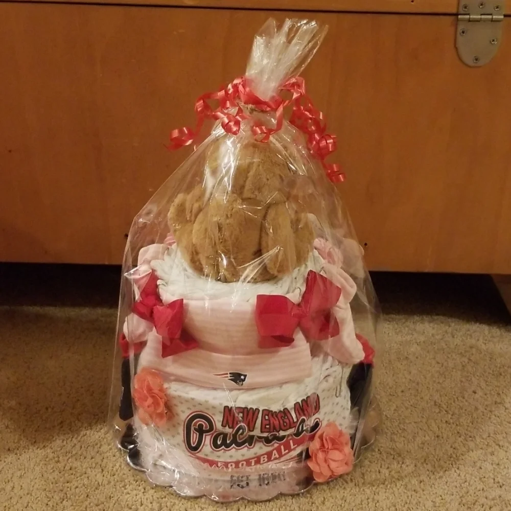Patriots New England Football Diaper Cake